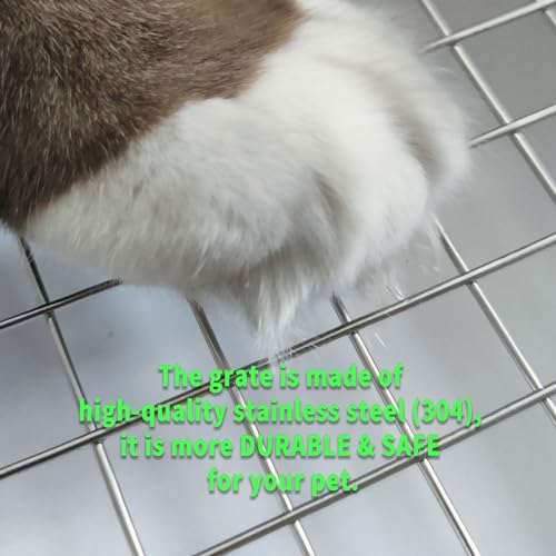 Rabbit Litter Box with Grid 22x18in, Potty Training Pan for Adult Animals | Rabbit Litter Box with Grid, Bunny Litter Tray for Cage, Potty Training Pan for Animals. - size: L (+1 metal grate with Large Hole)
