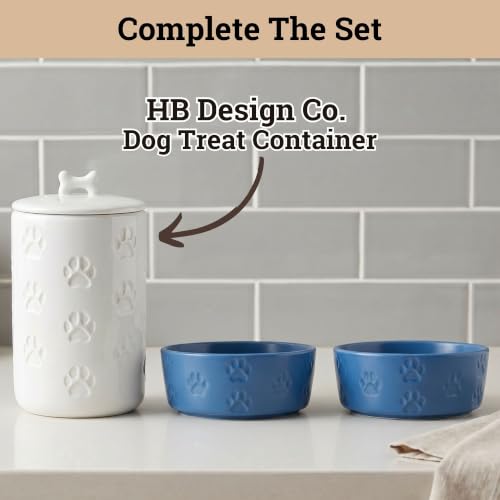 Ceramic Dog Bowl Set of 2 with Anti-Skid Base, 5.5"W x 2"H, 2 Cup Capacity | Thick Ceramic, Dishwasher Safe, Anti-Skid Rubber Base, 2 Cups per Bowl, Ceramic Food and Water Bowls Set of 2 for Small Dogs - color: Blue, size: Small