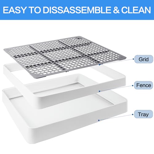 2 Pack Rabbit Litter Box with Grate, Large Shallow Bunny Litter Box Tray Plastic Guinea Pig Training Pan for Small Animals, Hamster, Hedgehog, Chinchillas, 14.5 x 11.6 x 2.5 Inch