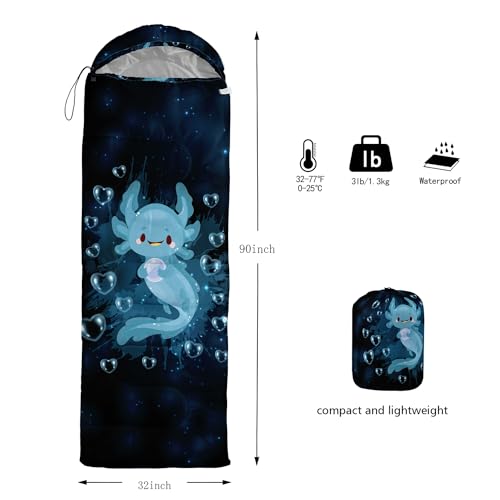 HOSIMA Dear Hunting Pattern Cold Weather Sleeping Bags for Kids Adults. | Black Light Weight Waterproof Sleeping Bags for Outdoors Hiking - color: blue-black