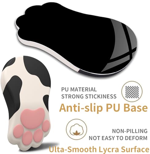 L-SPOUTTO Ergonomic Mouse Pad with Wrist Rest,Cute Cat Paw Mousepad Wrist Support,Comfortable Massage Design Computer Pain Relief Mouse Pad with Non-Slip PU Base for Desk Laptop Gaming,Cow - color: Cow