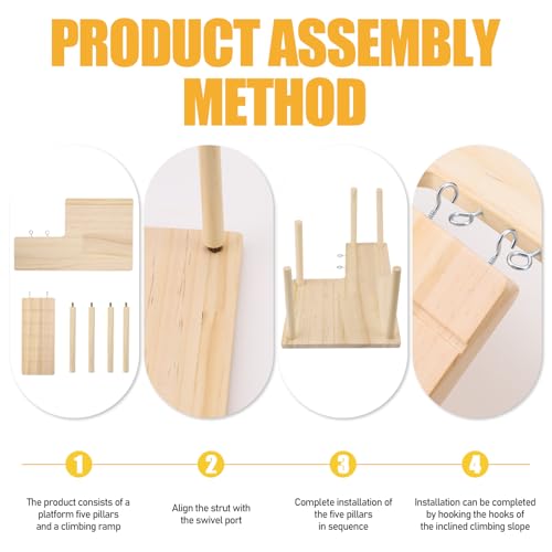 Wooden Hamster Platform with Legs, Guinea Pig Ramp with Platform | Wood Guinea Pig Hideout with Ladder for Small Animal, Hamster Climbing Toys, Pet Cage Accessories