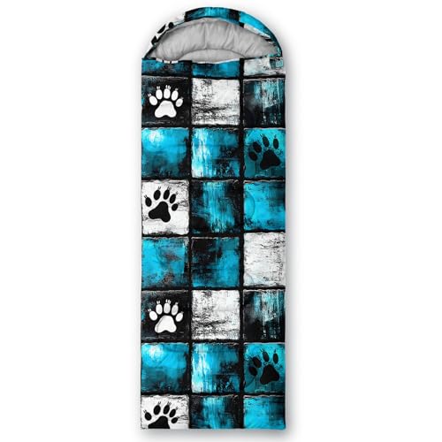 QOOMO Camping Sleeping Bags,3 Season Warm & Cool Weather,Lightweight,Waterproof Sleeping Bags for Adults & Kids,Traveling,and Outdoors,Camping Gear Equipment - color: paw print