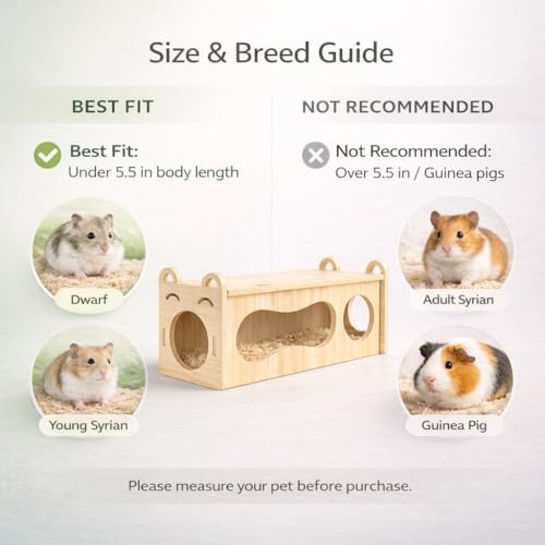 7.9-Inch Natural Wood Hamster Smiley Face Tunnel Toy – Open-Ended Comfort Tube, DIY Cozy Happy Tunnel for Dwarf Hamsters, Gerbils, Mice
