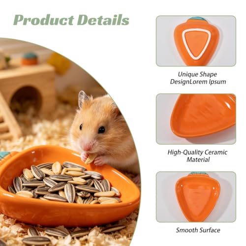 4 Pack Hamster Ceramic Food Bowl, Cute Fruit Shaped Small Animal Food Dish, Pet Feeding Bowl for Hamster, Hedgehog, Gerbil, Guinea Pig