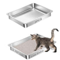 2 Pack Low Entry Stainless Steel Cat Litter Boxes, Metal Shallow Litter Box, Easy Access Kitty Litter Pan Tray, Easy Cleaning -17.72'' Lx 13.78'' W x 2.76'' H - color: 2 pack-17.72'' Lx 13.78'' W x 2.76'' H