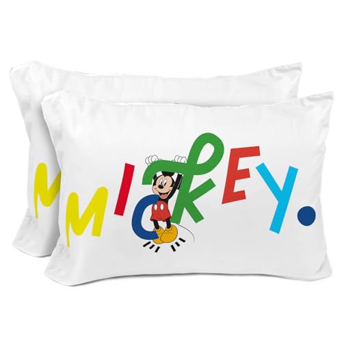 Sunny Side Up Disney Mickey Mouse 2 Pack Reversible Pillowcases - Double Sided Pillow Covers, Kids Super Soft Bedding - color: White - Mickey Mouse