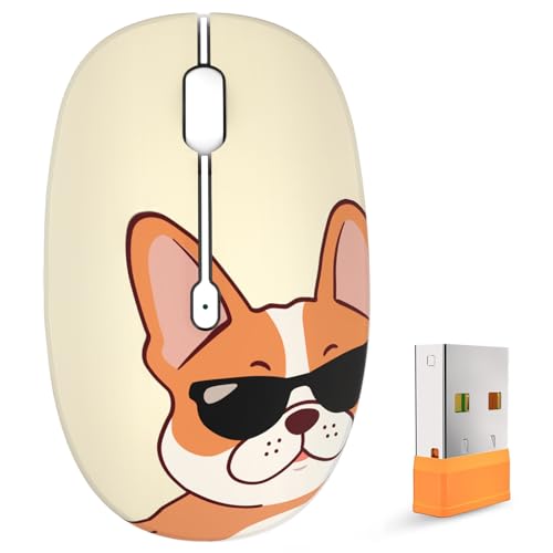 FMOUSE Cute Cartoon Silent Wireless Mouse, Dual Mode Bluetooth & USB 2.4G | Cool French Bulldog, Ideal for Kids & Boys Back to School | AA Battery Powered | Compatible with Laptop Mac iPad Tablet > - color: Cool French Bulldog
