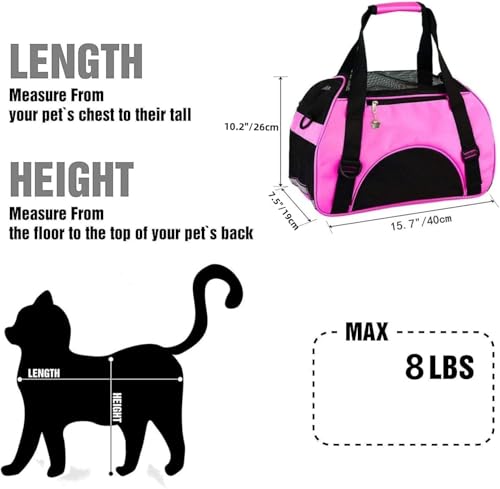 ZaneSun Cat Carrier,Soft-Sided Pet Travel Carrier for Cats,Dogs Puppy Comfort Portable Foldable Pet Bag Airline Approved (Small Rosered) - color: Small-RoseRed