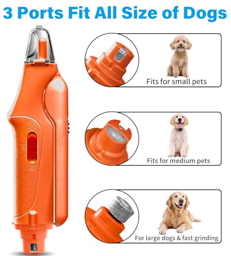2 in 1 Dog Nail Clippers & Cat Nail Clippers Trimmers for Large Medium Small Dogs Cats Claw Trimmer Quick Sensor and Safety Guard USB Rechargeable Dogs Nail Trimmer with Catcher & 2 LED Lights - color: Orange