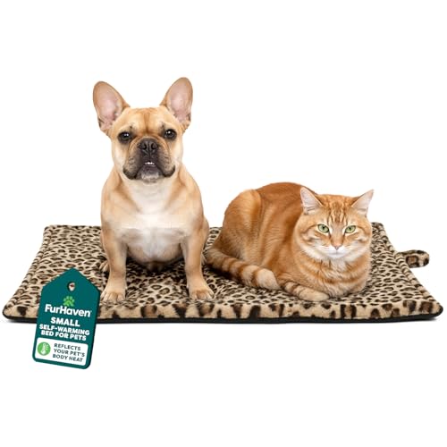 FurHaven ThermaNAP Faux Fur Self-Warming Mat, Brown Leopard, Large - color: Leopard, size: Large - 36"L x 24"W