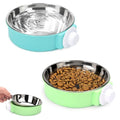 Stainless Steel Removable Pet Food Bowl, 2 Pcs Crate Dog Bowls | Anti-overturn Hanging Food Water Feeder Easy Install and Clean Pet Kennel Cage Bowl for Small Dog Cat Rabbit Guinea Pigs Bird - color: Blue&Green
