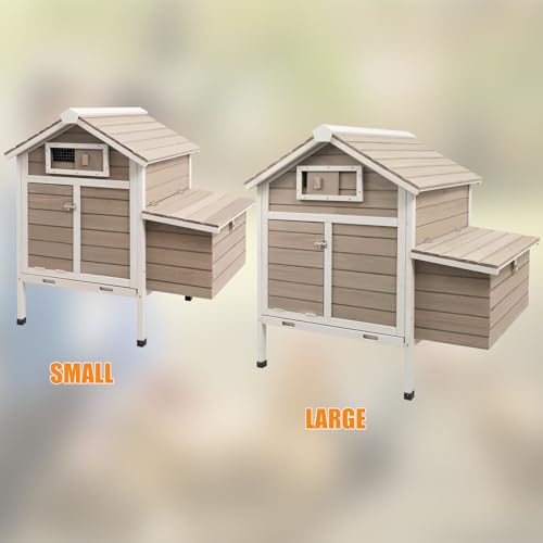 Gowoodhut Chicken Coop Rabbit Hutch with Removable Trays,Raised Floor Hen House with Nesting Box,Wooden Outdoor Poultry Cage Pet House with Ramp Run Hen Cage for Garden Backyard(Grey) - size: Chicken-26