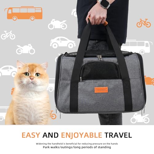 SMOUATOU Cat Carrier, Dog Carrier, Cat Bag Carrier, Cat Travel Carrier, Soft-Sided and Scratch-Proof mesh Cat Bag Pet Carriers, Travel Puppy Carry, Pet Home (Grey) - color: Grey