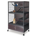 Spacious 5-Level Metal Small Animal Cage with Rolling Stand – Multi-Tier Habitat for Ferrets, Chinchillas, Guinea Pigs, Rats – Includes Hammock, Lockable Doors, Storage Cabinet, Removable Ramps