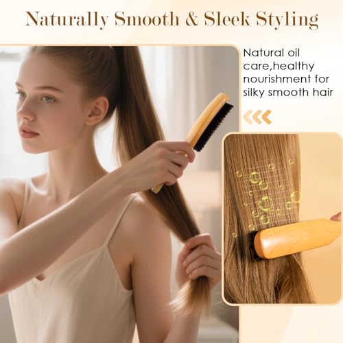 STYLEMATE 5PCS Slick Back Hair Brush Set, Soft Natural Boar Bristle Hair Brush for Thin & Fine Hair, Rat Tail Comb Edge Teasing Brushes Styling Tool Kit Accessories for Women Kid - size: 1 Count (Pack of 5)