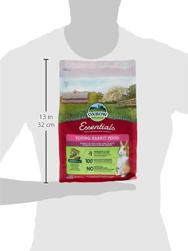 Oxbow Essentials Young Rabbit Food, High-Fiber Rabbit Pellets, USA, 5 lb | Bunny Food for Young Rabbits, Made with High Fiber Oxbow Hay, Vitamins & Minerals, Uniform, Prevents Selective Feeding - size: 5 Pound (Pack of 1)