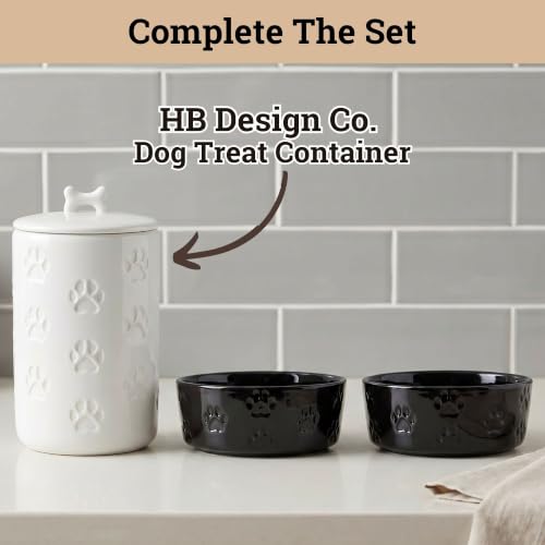 Ceramic Dog Bowl Set of 2 with Anti-Skid Base, 5.5"W x 2"H, 2 Cup Capacity | Thick Ceramic, Dishwasher Safe, Anti-Skid Rubber Base, 2 Cups per Bowl, Ceramic Food and Water Bowls Set of 2 for Small Dogs - color: Black, size: Small