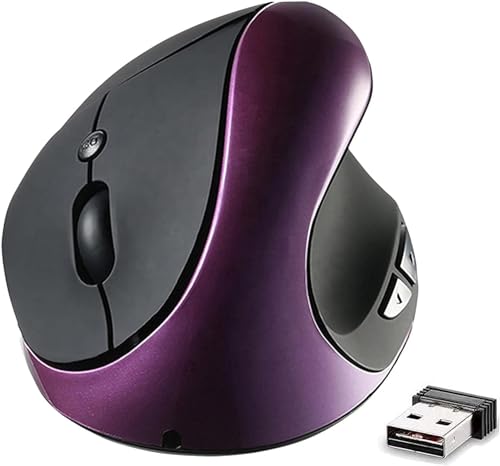 Ergonomic Vertical Mouse, Wireless 2.4G High Precision Rechargeable Ergonomic Mouse Optical Mice with Adjustable DPI 800/1200/1600, Reduce Wrist Strain, Specially for Small-handers Right-handers - color: Purple - Right hand- rechargeable