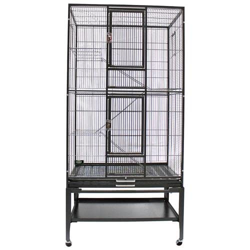 Congo Cage & Starter Package for Sugar Gliders - Includes Durable Cage, Exercise Wheel, Healthy Food Assortment, Water Bottle, Food Dishes & Nest Pouch