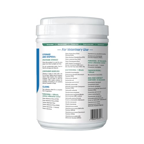 REScue One-Step Disinfectant Cleaner & Deodorizer Wipes for Vet Use – Cleaner for Kennels, Litter Boxes, Vet Offices, Pet Grooming Surfaces, Pet Items – Wipes Canister, 160-Count (Pack of 1) - size: Canister (1 Pack) Wipes