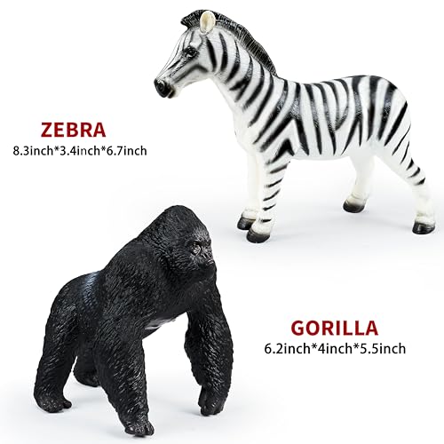 6 Pcs Large Soft Safari Animal Toys,Jumbo Animals Playset for Toddler Kids Children Boy Girl 1 2 3 4 5 Year Old,Learning Toy,Brithday