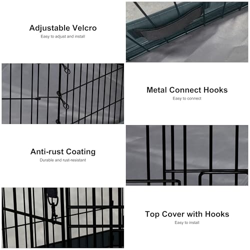 Dog Playpen with Top Cover and Bottom Pad,Foldable Playpen,8 Panels 24" H | Metal Puppy Play Pen,with Door for Indoor Outdoor,Pet Exercise Fence for Small Medium Animals - size: 24''H