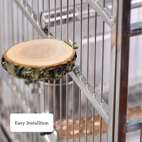 Hamiledyi Perch Platform for Bird Cage,Natural Round Wooden Stand Platform Bird Toy for Canary Parakeet Cockatiel Parrot Budgie Sparrow(3 Pcs) - size: 3.5in