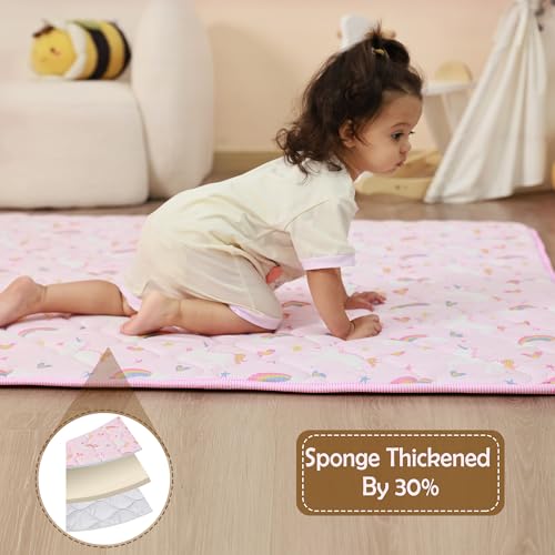 Viviland Baby Play Mats for Floor, Thicken Playmat for Baby and Toddlers Infants, 71" x 59" Playpen Mat, Non-Slip & Machine Washable - Pink Unicorn - color: Pink Unicorn, size: 71" X 59"