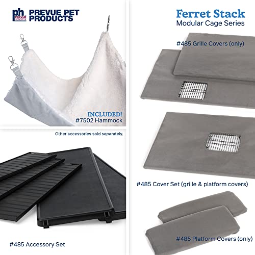 Prevue Pet Products Ferret Stack Two Story Ferret Home - Portable Stand, Escape Proof Lock, Includes Hammock & Ramps, Expandable Two Story Cage Stacking System with Wheels - Black