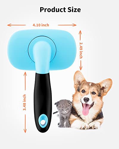 Glendan Dog & Cat Brush- Slicker Pet Brush- Shedding Grooming Tools (Blue) | 180° Pivoting Head Reaches Paws/Belly, Detangles Mats Loose Fur, Massaging Tips Soothe Skin, Non-Slip Grip, Easy to Carry - color: Blue, size: Large