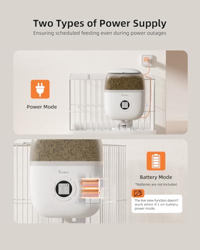 Sandpoy Hanging Rabbit Feeder, Programmable Automatic Pet Feeder | Dry Food Dispenser, Desiccant Bag, Portion Control, For Rabbits Cats and Small Animals