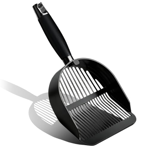 DHXYZZB Cat Litter Scoop 304 Stainless Steel Litter Shovel, Heavy Duty Litter Sifter, Litter Scooper with Wooden Handle Large Scoop for Fast Sifting Easy Rinse Clean