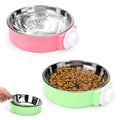 Stainless Steel Removable Pet Food Bowl, 2 Pcs Crate Dog Bowls | Anti-overturn Hanging Food Water Feeder Easy Install and Clean Pet Kennel Cage Bowl for Small Dog Cat Rabbit Guinea Pigs Bird - color: Pink&Green