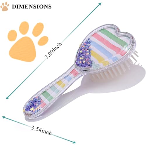 Small Dog Brush, Soft Dog Grooming Brush for Shih Tzus, Yorkies, Maltipoos, Maltese, Love Shape Puppy Massaging Pet Hair Brush, Cat Brush, for Small Dogs Cats of All Hair Types (Rainbow) - color: Rainbow