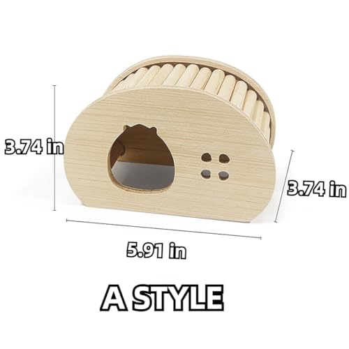 Hamster Wooden Hideout House Natural Wood Pet Rats Climbing Play Hut Hideaway Room for Small Chicken Hedgehogs Chinchilla Habitat Pet Cage Accessories (A) - style: A