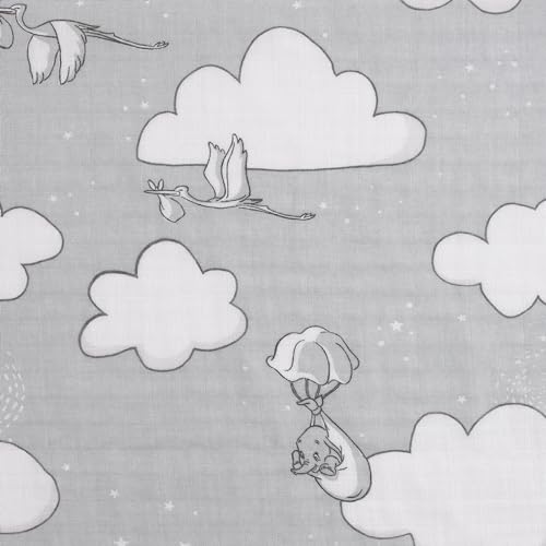 Disney Dumbo 3 Piece Muslin Swaddle Baby Blanket Set - color: Dumbo Gray and White