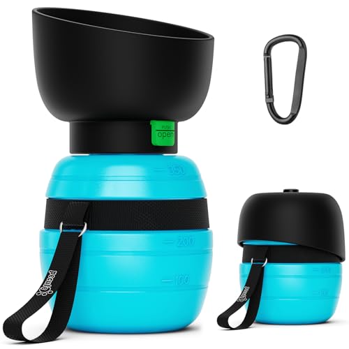 Pecute Portable Dog Water Bottle, 2 in 1 Cat Dog Travel Water Bottle Bowl Leakproof with Double Seal, BPA Free, Lightweight, Pet Small Animal Water Bottel Dispenser for Outdoor Walking Hiking Travels | Leakproof, BPA Free, Lightweight, Puppy Walking Water
