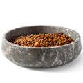 Karibiber Marble Dog Bowl, 6lbs Weighted Dog Food Bowl, Non-Slip Large Heavy Water Bowls, Grey Stone Food and Water Dish for Medium Dogs, Natural Marble, Easy to Clean, Holds 6 Cups - color: Deep Grey, size: L