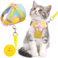 Cat Harness and Leash Set, Escape Proof Soft Vest Walk Yellow XS | Adjustable, Easy Wear, Breathable Comfy Mesh, Reflective Strips, Sturdy Clip Buckle Flower Harness for Cats Kitty Puppy Bunny - color: Lemon yellow, size: Extra Small