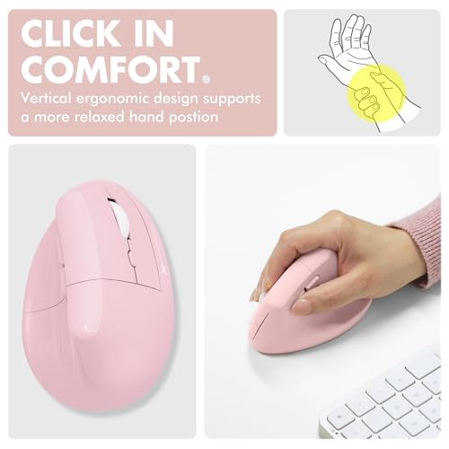 X9 Performance Wireless Vertical Ergonomic Mouse - (BT + 2.4Ghz) - Click in Comfort - Up to 4000 DPI, 6 Button, Rechargeable - Bluetooth Ergonomic Vertical Mouse Wireless - for Mac and PC - Pink - color: Pink