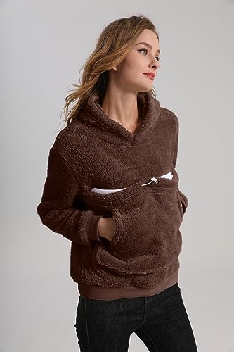 Pet Cat Dog Pouch Hoodies Small Animal Carrier – Kitten Puppy Pouch Sweatshirt Kangaroo Pocket Pullover Top - color: Brown, size: 4X-Large