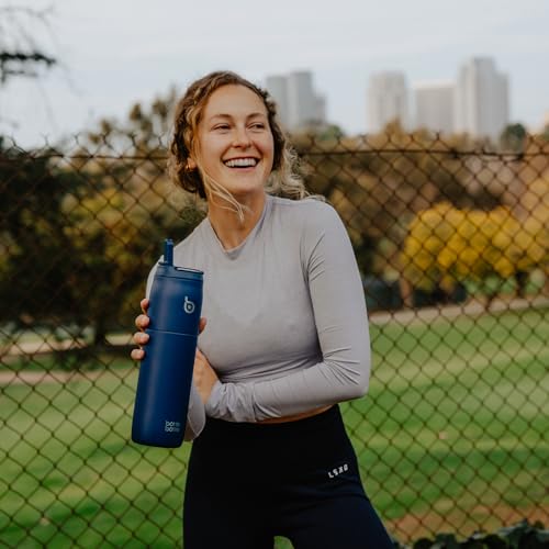 BOTTLE BOTTLE Stainless Steel Water Bottle 32 oz indigo blue | Straw Lid, Insulated Cup, Stay Cold Hot, Leak-Proof, Wide Mouth Water Bottles for Men - color: Indigo Blue