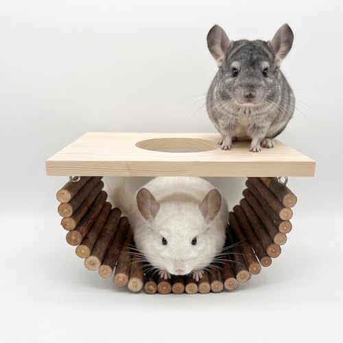 Natural Wood Chinchilla Platform, Small Animal Wooden Climbing Toys, Cage Accessories for Chinchilla Squirrel Gerbil Sugar Glider Hamster Rat Mouse Parrot