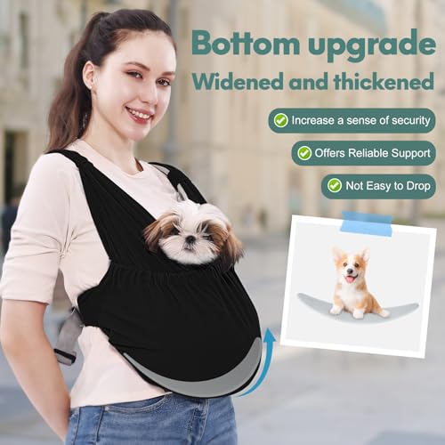 Supet Dog Sling Carrier for Small Pet, Adjustable Hands Free Front Backpack | Reduces Back & Neck Pain, Anti-Anxiety Chest Pouch, Soft Breathable Fabric, Fit Small Dogs, Cats, Puppy, Black Regular 0-9Lbs - color: Black, size: Regular