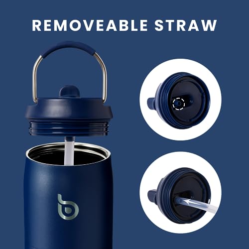 BOTTLE BOTTLE Stainless Steel Water Bottle 32 oz indigo blue | Straw Lid, Insulated Cup, Stay Cold Hot, Leak-Proof, Wide Mouth Water Bottles for Men - color: Indigo Blue