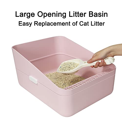 Sfozstra High Sided Cat Litter Box: Open Top Anti Tracking Design | Easy Cleaning / Comfortable Entry / For Cats Under 13 lbs / Apartment Friendly / Everyday Litter Care