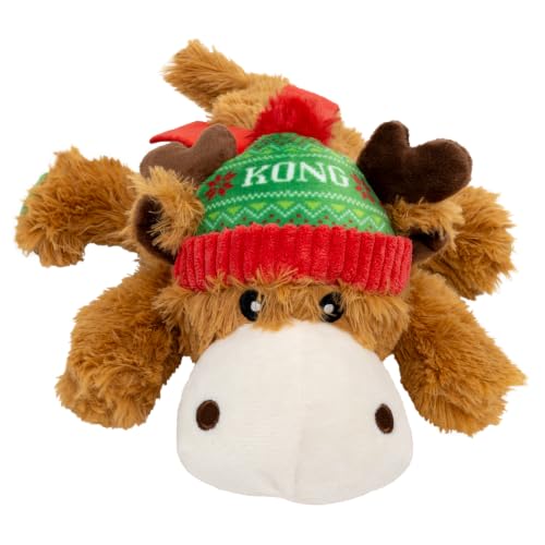 KONG Cozie Plush Dog Toy with Squeaker (Holiday Reindeer, Medium) - size: Medium, style: Holiday Reindeer