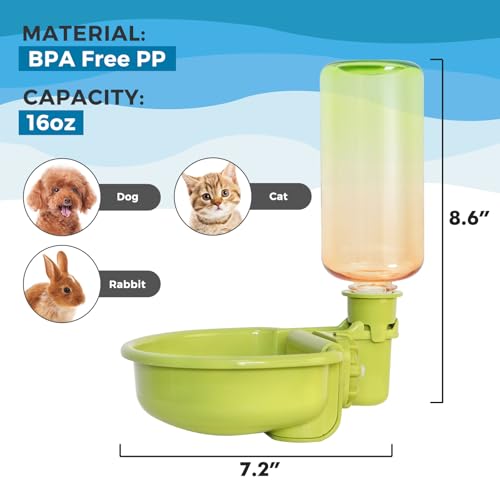 VANNON Gravity Pet Water Bowl, 16oz Anti-Splash Dispenser, Gradient Green | Anti-splash gravity water bowl with a floating disk helps reduce spills while keeping water cleaner for everyday hydration. - color: E-Gradient Green, size: 16oz
