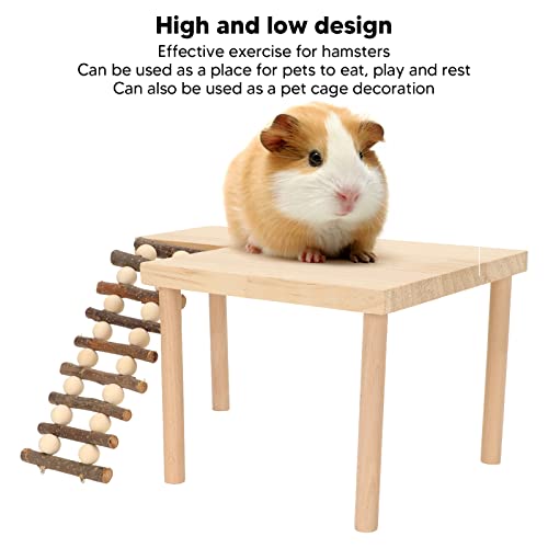 Pssopp Hamster Climbing Ladder, Premium Adjustable Wooden Activity Playground Platform for Hamster Cage Small Pet Natural Wood 29 x 20 x 15.5 cm 1 Set
